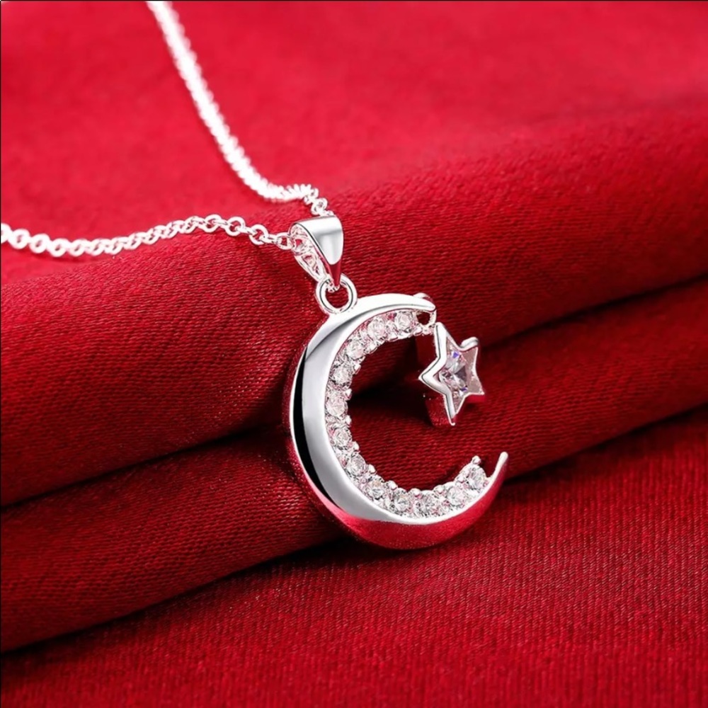 Sterling Silver Half Moon and Star
